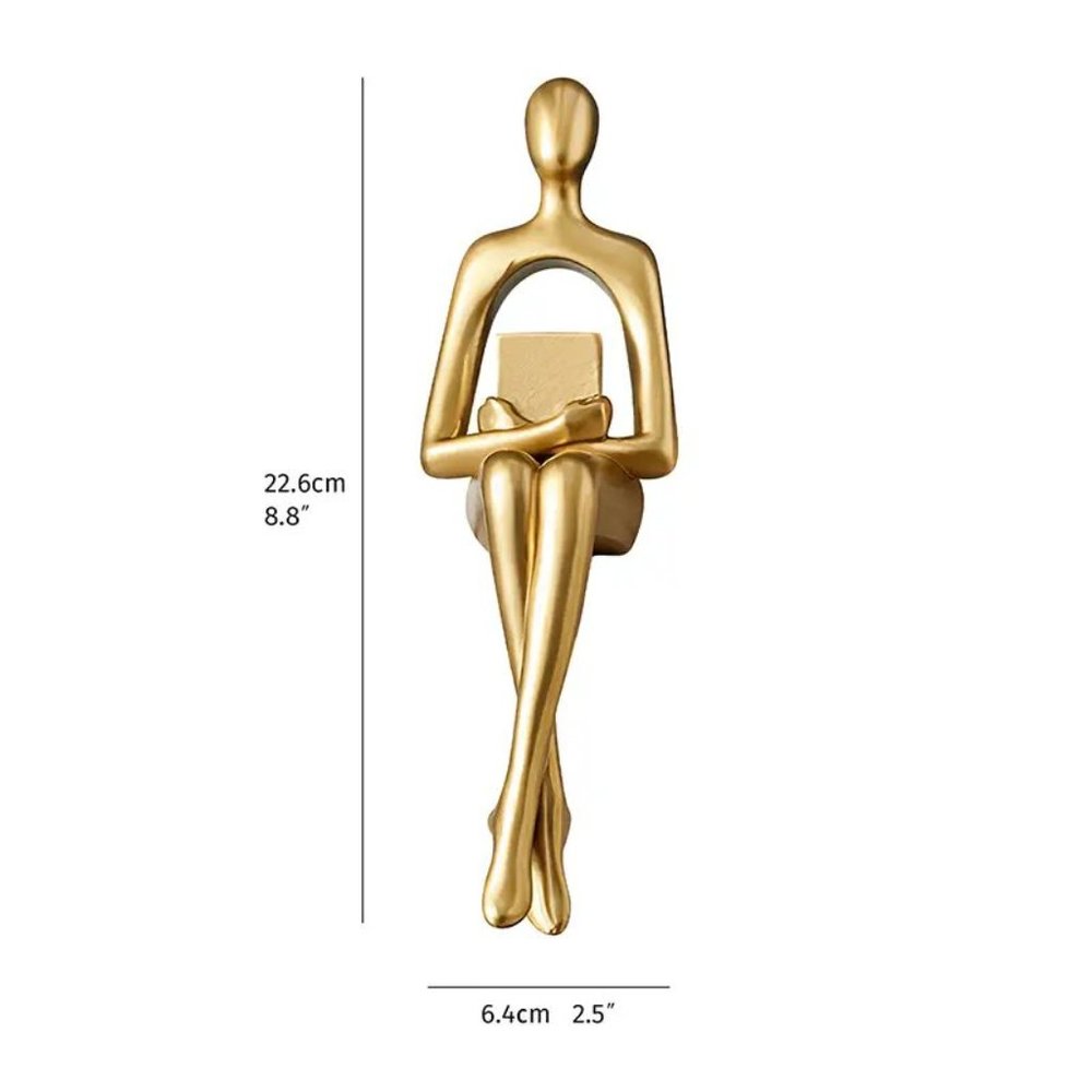 Set of 4 Golden Abstract Sitting Sculptures - Creative and Modern Art Pi… - Picture 7 of 9